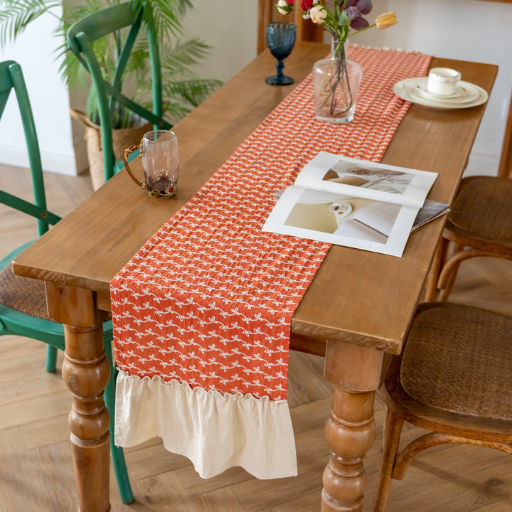 Rustic Ruffle Floral Table Runner