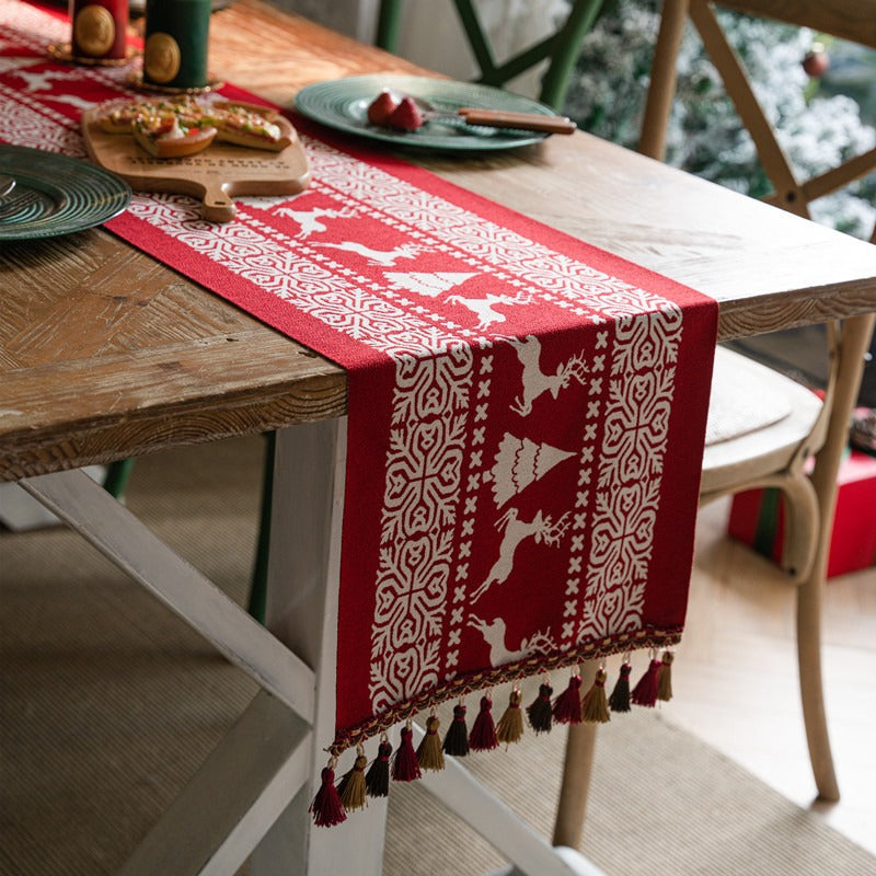 Red Reindeer Table Runner