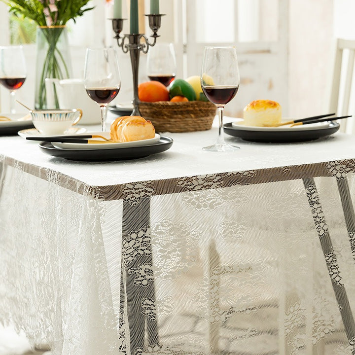 Cloudy White Lace Table Cloth