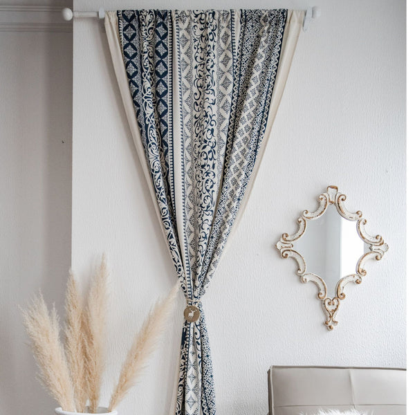 Santorini Blue Stripe Curtain