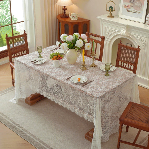 White Rose Lace Tablecloth