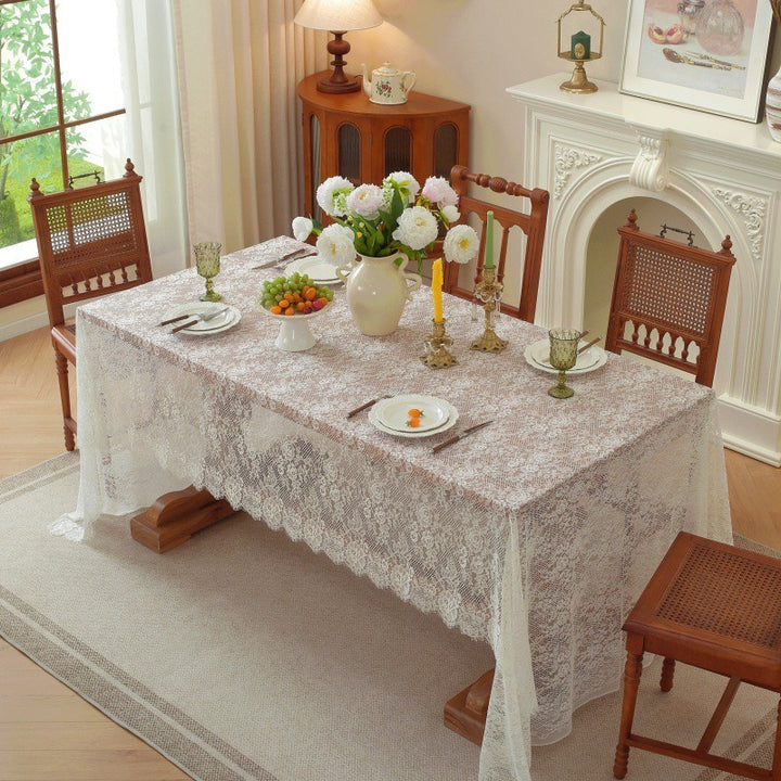 White Rose Lace Tablecloth