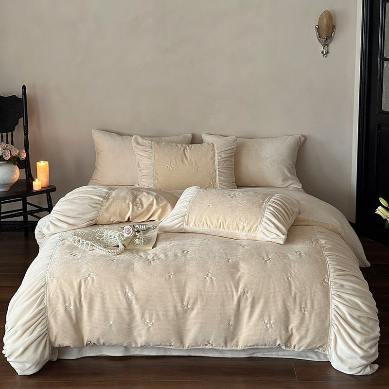 Floral Ruched Bedding Set