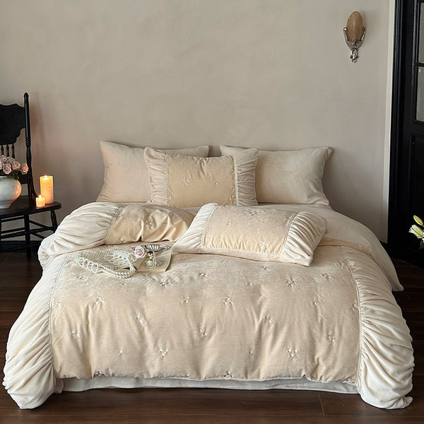 Floral Ruched Bedding Set