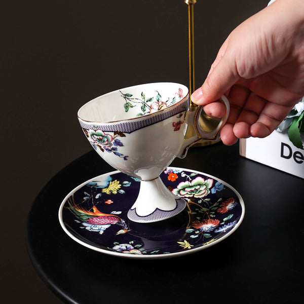 Noir Bloom Pedestal Teacup Set