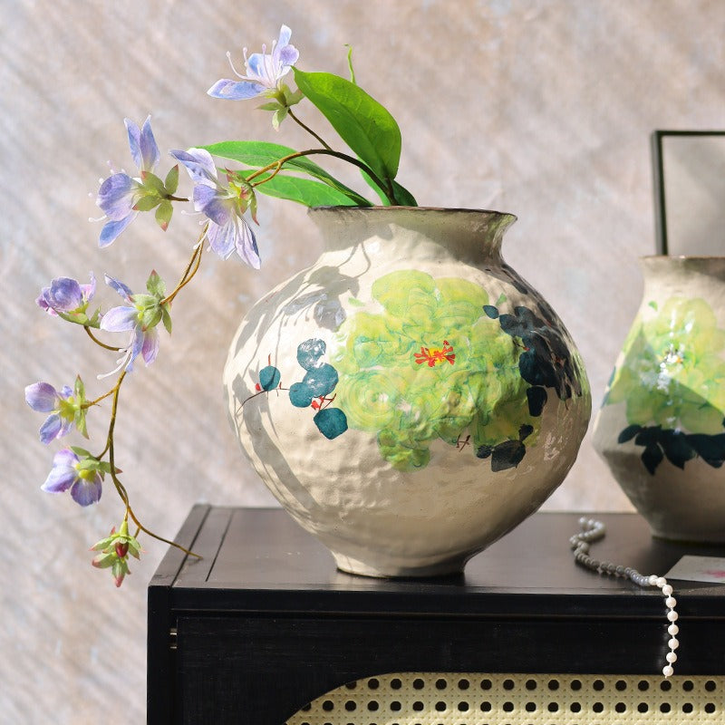 Green Rose Ceramic Vase Collection