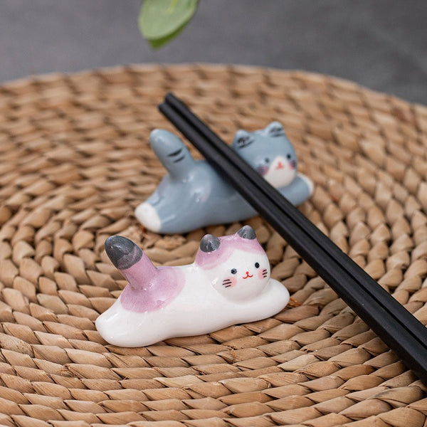 Sunbathing Cat Chopstick Holder Set