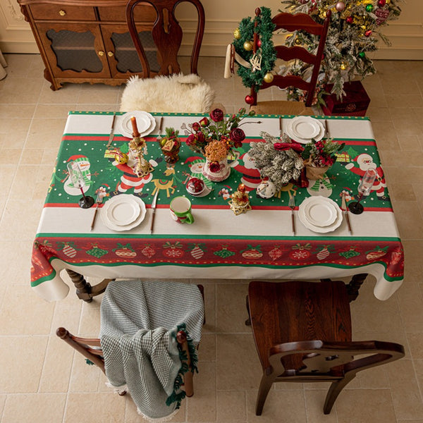 Santa & Snowman Tablecloth