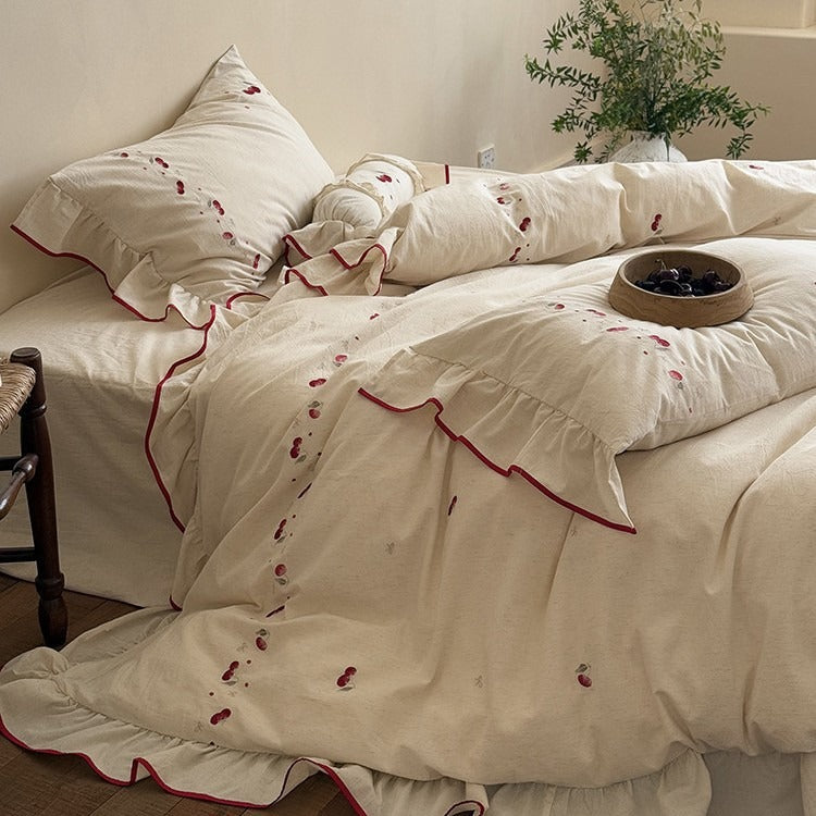 Cherry Kiss Ruffle Bedding Set