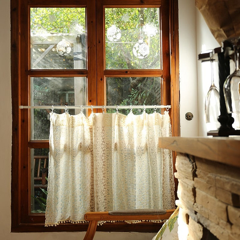 Lace Pom Pom Cabinet Curtain