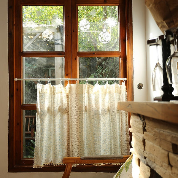 Lace Pom Pom Cabinet Curtain