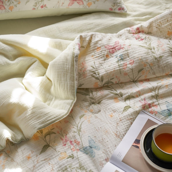 Colourful Garden Summer Quilted Blanket