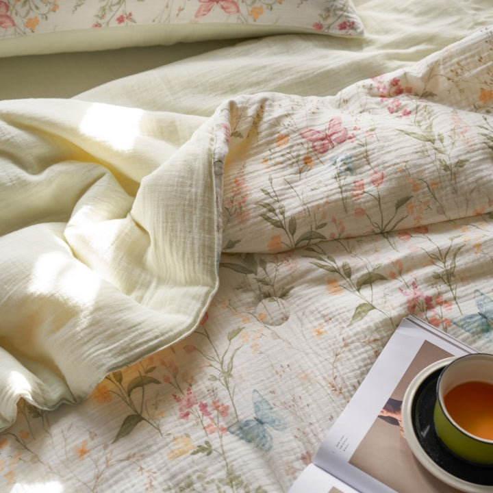 Colourful Garden Summer Quilted Blanket