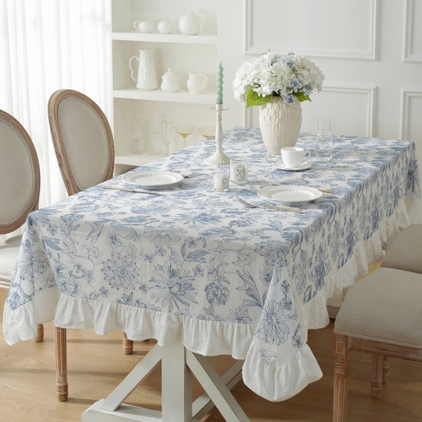 Blue Floral Tablecloth