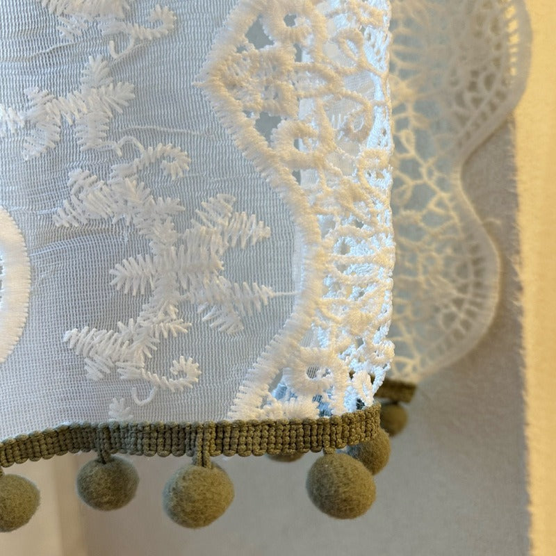 Rural Green & Lace Cabinet Curtain