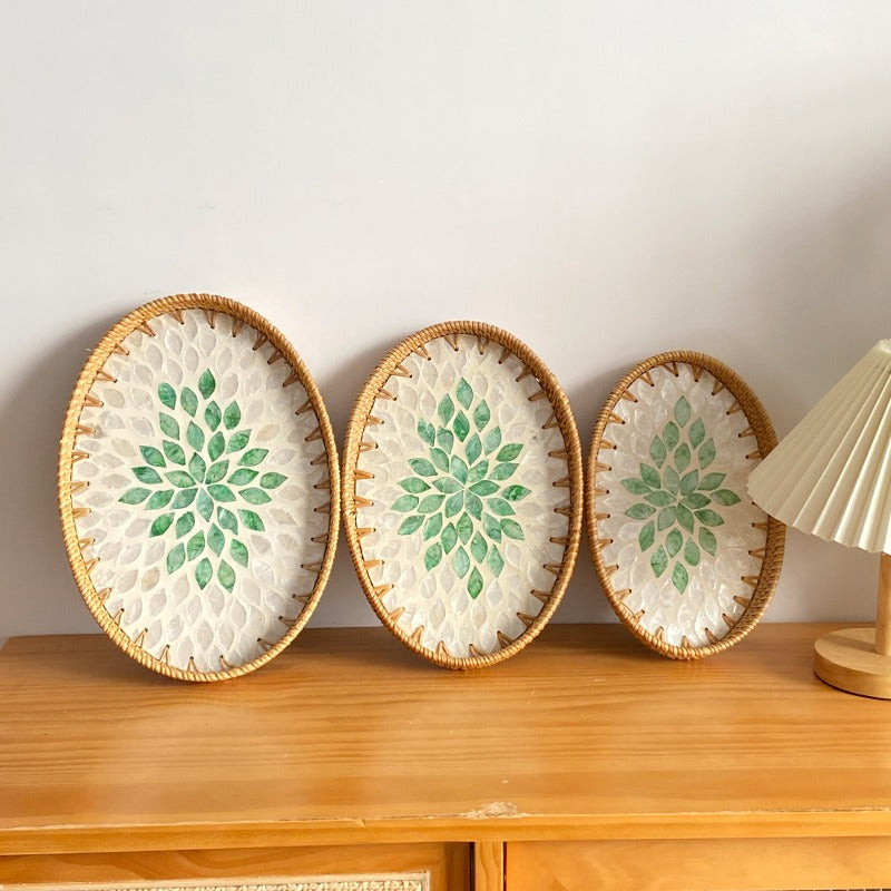 Shell Art Oval Tray Set