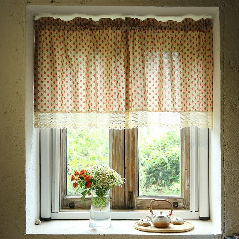 Creamy Strawberry Cabinet Curtain