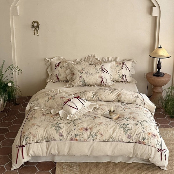 Oil Painting Floral Bedding Set