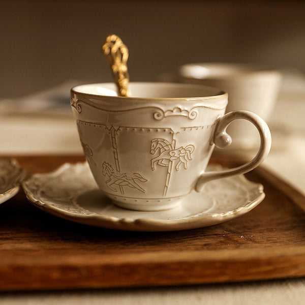 Carousel Dream Embossed Ceramic Cup Set