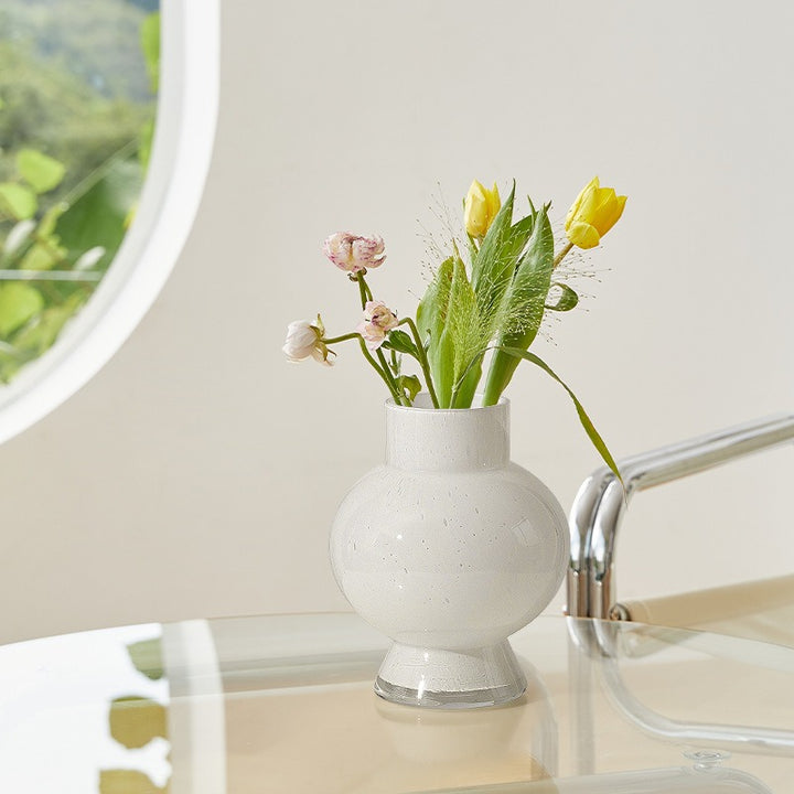 Graceful White  Glass Vase