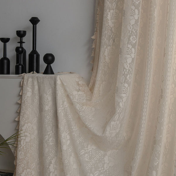 Rose Lace Tassel Curtain