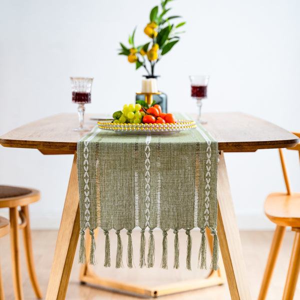 Cloudy Day Tassel Table Runner