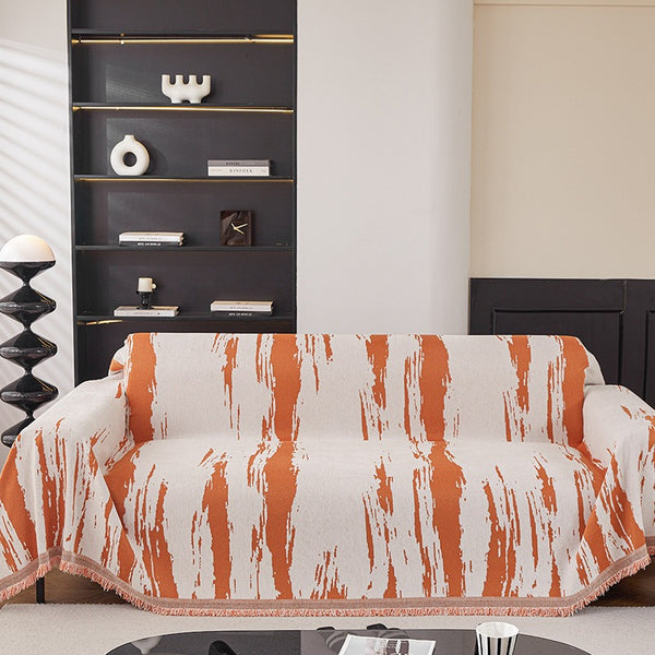 Warm Orange Artistic Stripes Sofa Cover