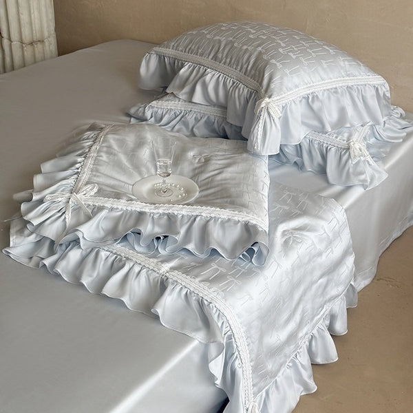 Vivian Bow Jacquard Summer Quilted Blanket Set