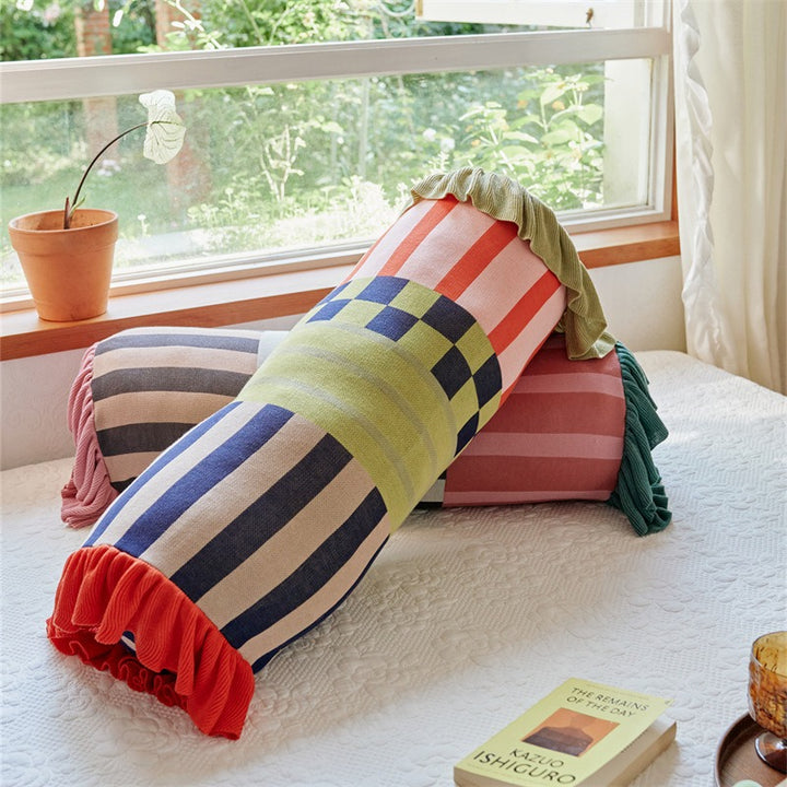 Playful Patchwork Bolster Cushion