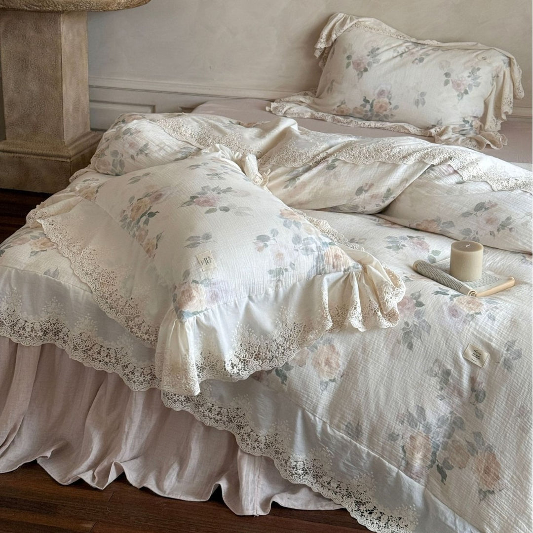 Perpetua Rosy Lace Bedding Set