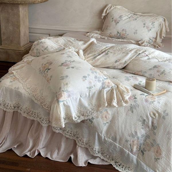 Perpetua Rosy Lace Bedding Set