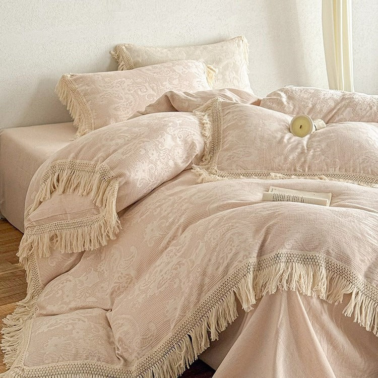 Linen Fringe Bedding Set
