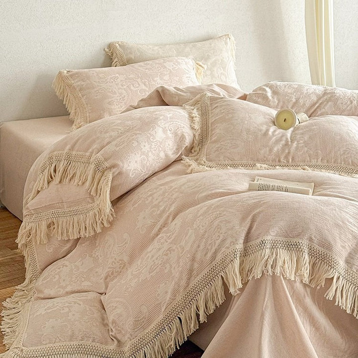 Linen Fringe Bedding Set
