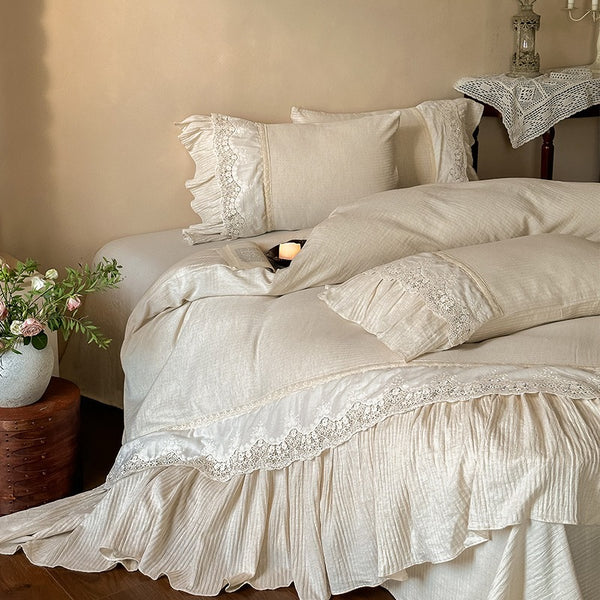 Beige Linen Bedding Set