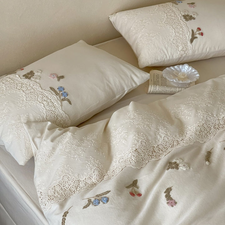 Vivid Floral Cotton Linen Bedding Set