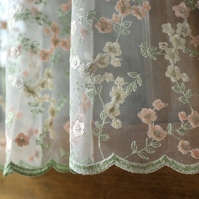 Sweet Floral Lace Cabinet Curtain