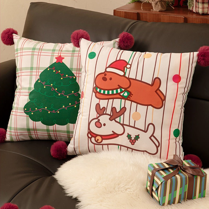 Xmas Pom-Pom Square Cushion