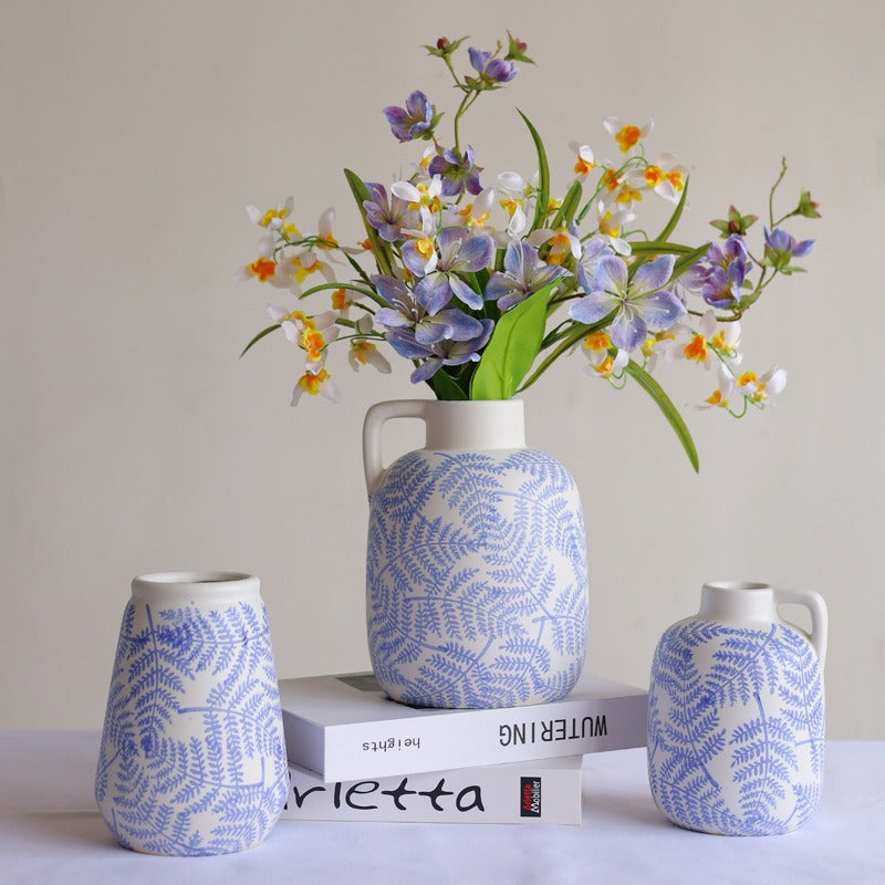 Blue Leave Ceramic Vase Collection