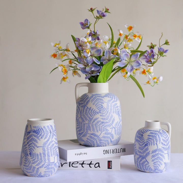 Blue Leave Ceramic Vase Collection