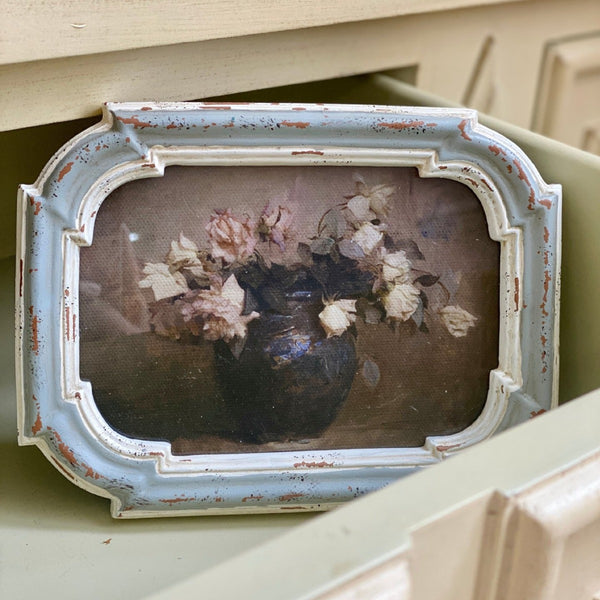 Vintage Chipped Blue & White Frame