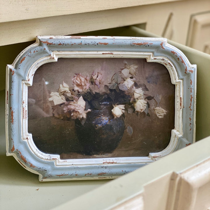 Vintage Chipped Blue & White Frame