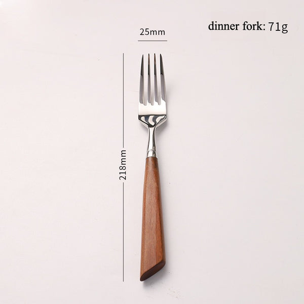 Wood Handle Silver Cutlery Set