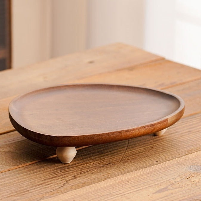 Legged Wooden Oval Tray Set
