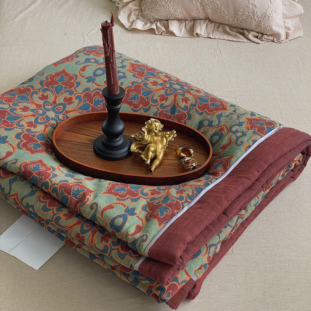 French Vintage Floral Summer Quilted Blanket