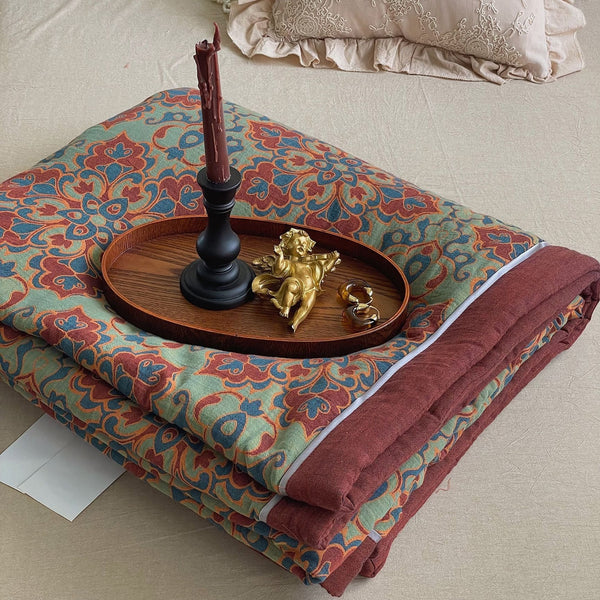 French Vintage Floral Summer Quilted Blanket