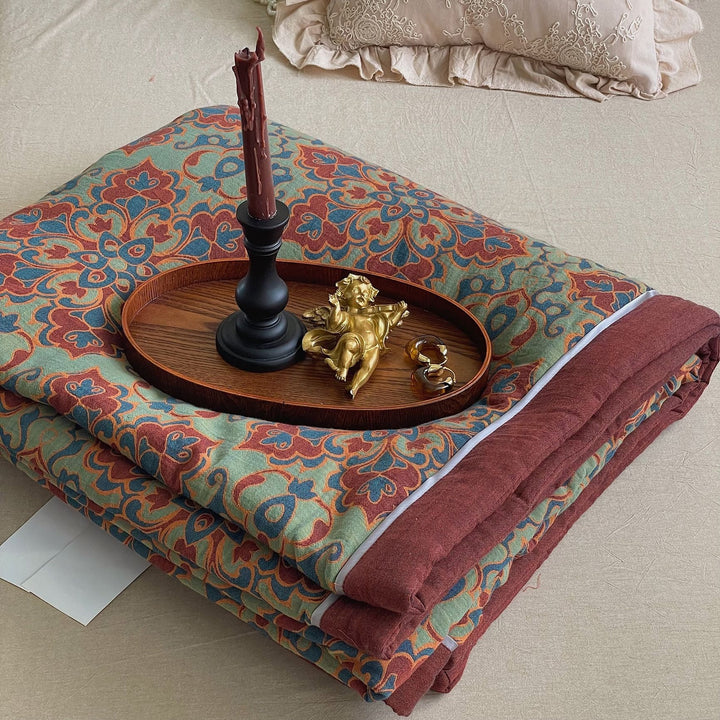 French Vintage Floral Summer Quilted Blanket
