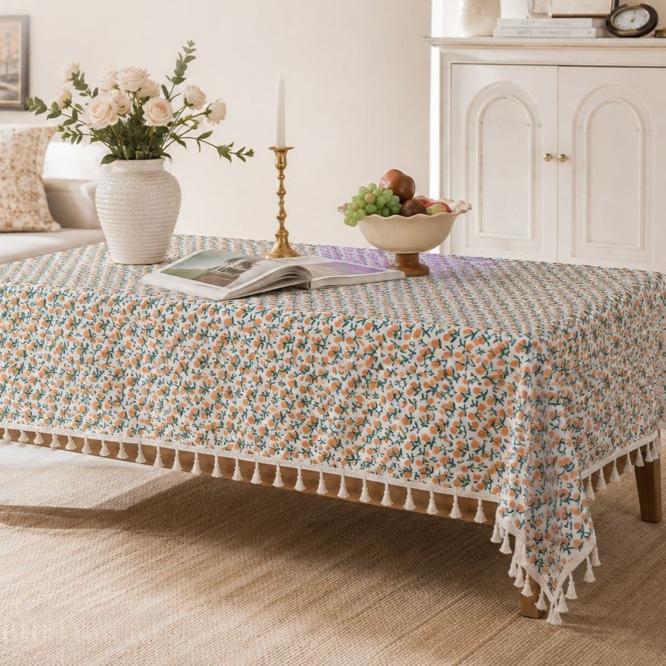 Summer Mandarin Tassel Tablecloth