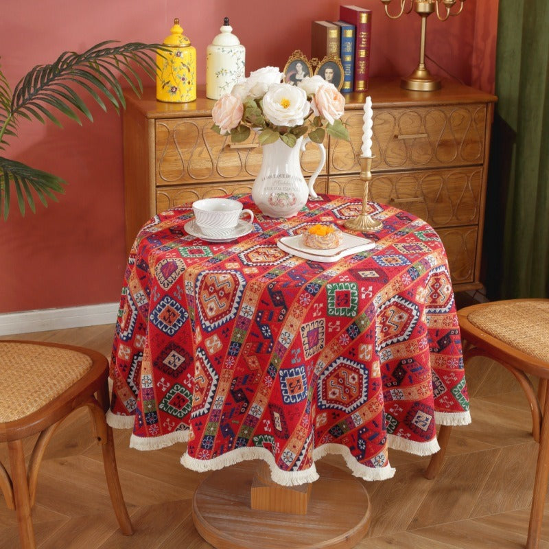 Red Fiesta Round Tablecloth