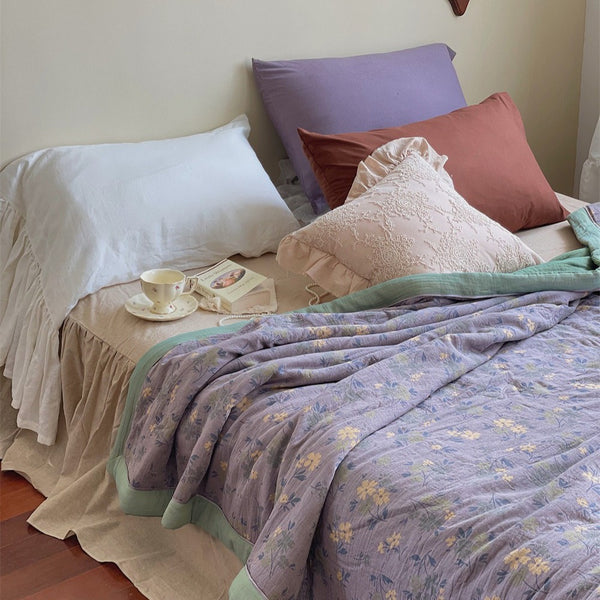 French Vintage Floral Summer Quilted Blanket