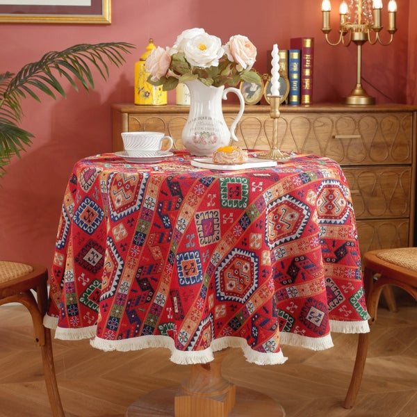 Red Fiesta Round Tablecloth